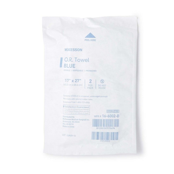 Mckesson Blue Sterile O.R. Towel, 17 x 27 Inch, 80PK 16-6002-B - main